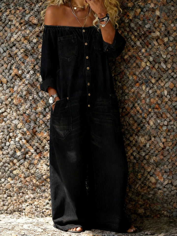 Noa | Denim-Jumpsuit mit schulterfrei-Ausschnitt