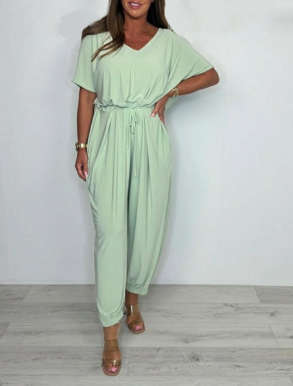 Cora | V-Ausschnitt Bindeträger Jumpsuit für Damen