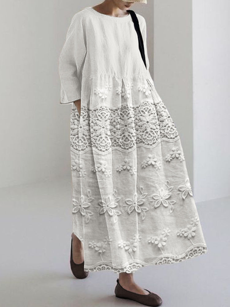 Thalina | bedrucktes Kleid mit Sternenmuster und Rundhalsausschnitt