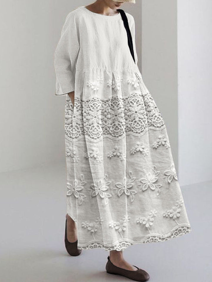 Thalina | bedrucktes Kleid mit Sternenmuster und Rundhalsausschnitt