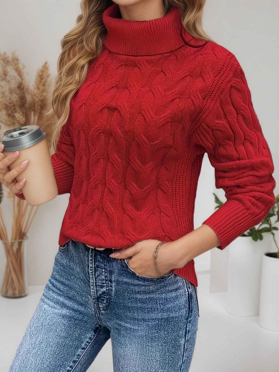 Damen Pullover mit langen Ärmeln und Rollkragen