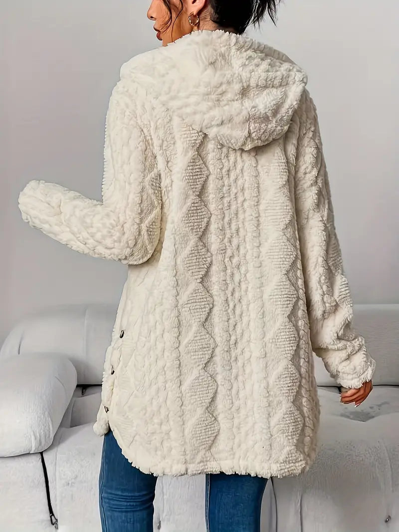 Chloe | Plüsch-Hoodie-Cardigan für Damen mit V-Ausschnitt und langen Ärmeln