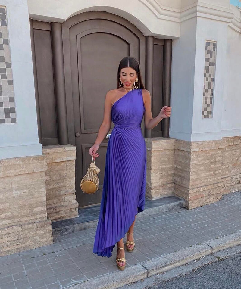 Celeste | Elegantes Midi-Kleid für Damen mit einem Schulterträger
