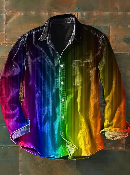 James | Grafik Statement Pocket Shirt für Herren mit langen Ärmeln