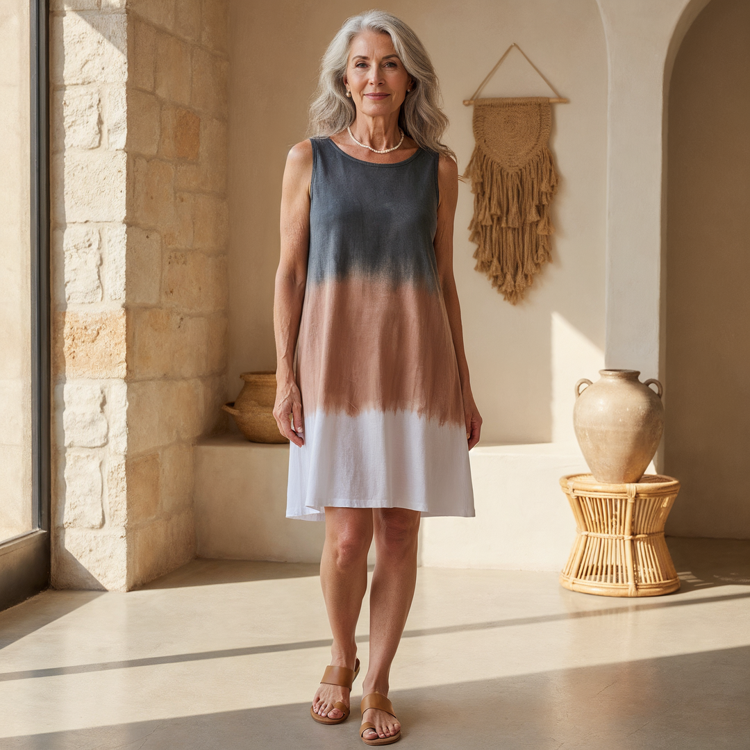 Vionette | Lässiges Gradient Kleid für Damen mit Rundhalsausschnitt