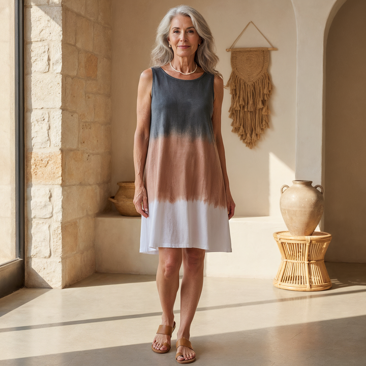 Vionette | Lässiges Gradient Kleid für Damen mit Rundhalsausschnitt