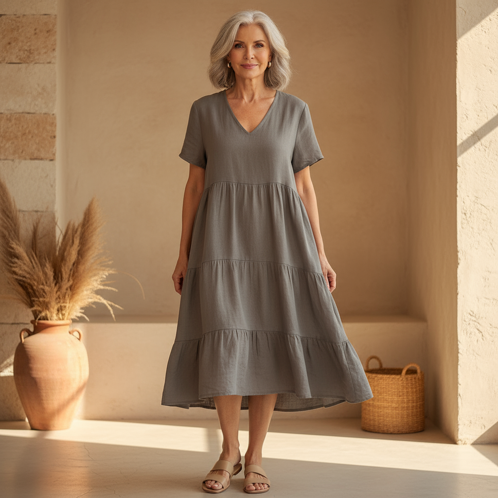 Bexley | Lässiges Sommer V-Ausschnitt Kleid für Damen mit kurzen Ärmeln