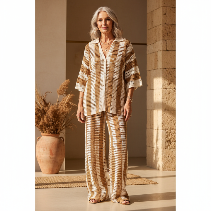 Alouette | Mode Sommer Set für Damen mit V-Ausschnitt und 3/4-Ärmeln