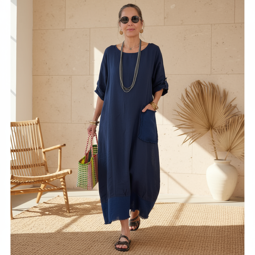 Leonore | Luftiges Oversized Maxikleid für Damen mit Rundhalsausschnitt