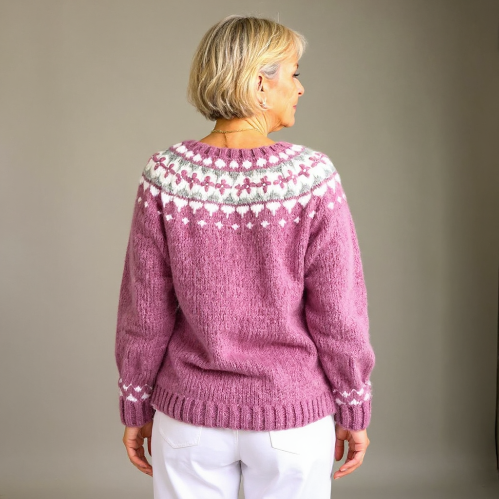 Maya | Vintage Isländischer Cardigan für Damen mit Blumenmuster