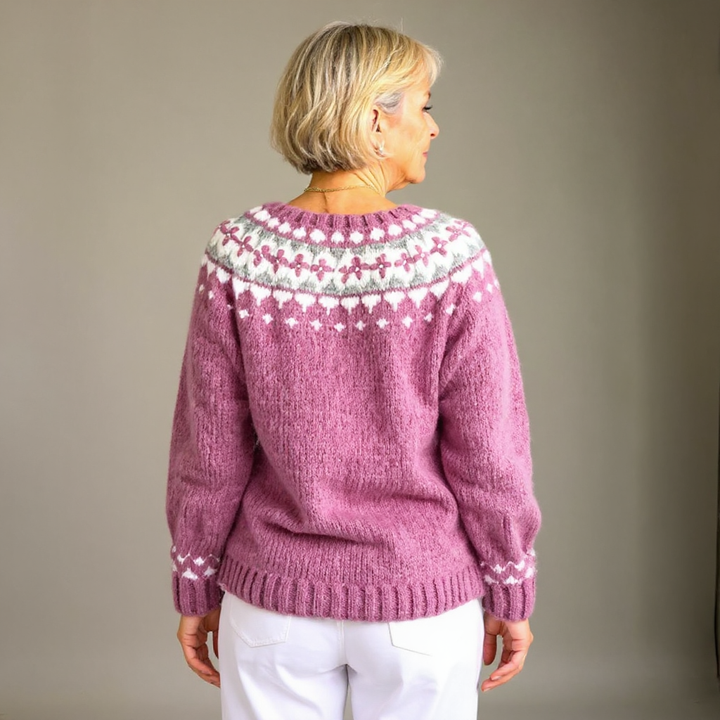Maya | Vintage Isländischer Cardigan für Damen mit Blumenmuster