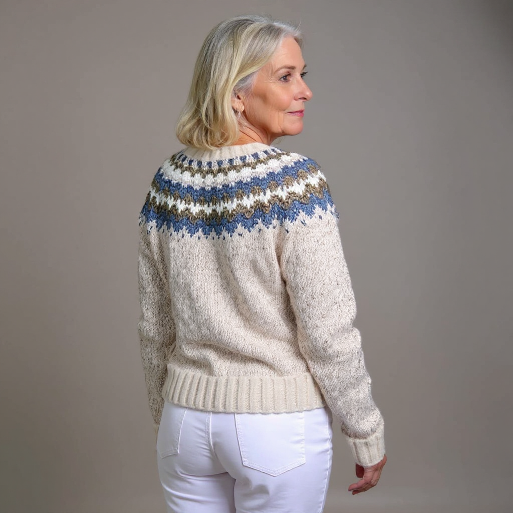 Peyton | Vintage Isländischer Cardigan für Damen mit Rundhalsausschnitt