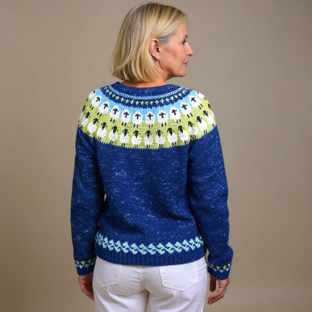 Sophie | Vintage Isländischer Cardigan für Damen mit Rundhalsausschnitt