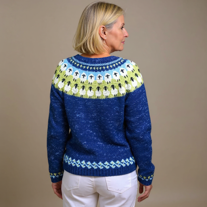 Sophie | Vintage Isländischer Cardigan für Damen mit Rundhalsausschnitt