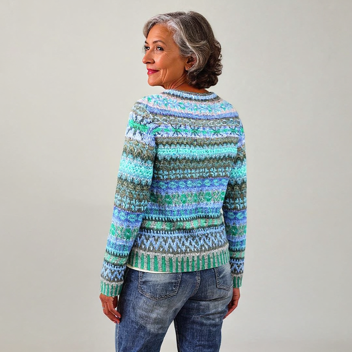 Audrey | Vintage Isländischer Pullover für Damen mit Rundhalsausschnitt