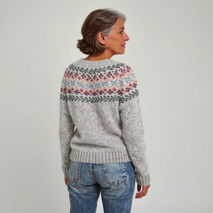 Bridget | Vintage Isländischer Pullover für Damen mit Blumenmuster