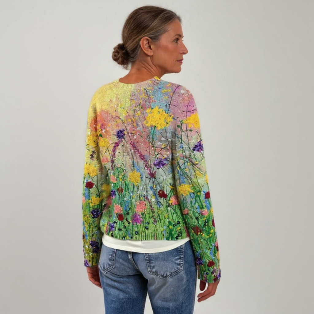 Grace | Vintage Isländischer Pullover für Damen mit Blumenmuster