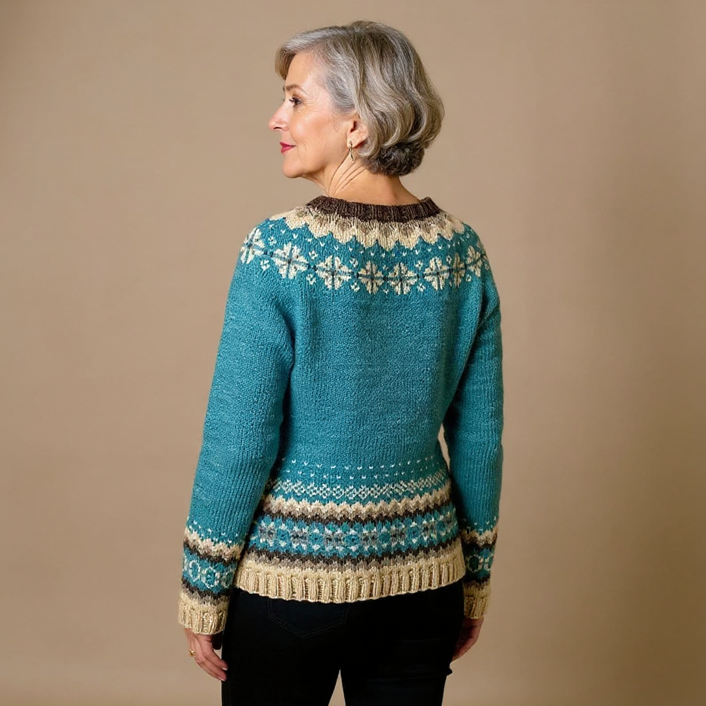 Allaira | Vintage Isländischer Cardigan für Damen mit Rundhalsausschnitt
