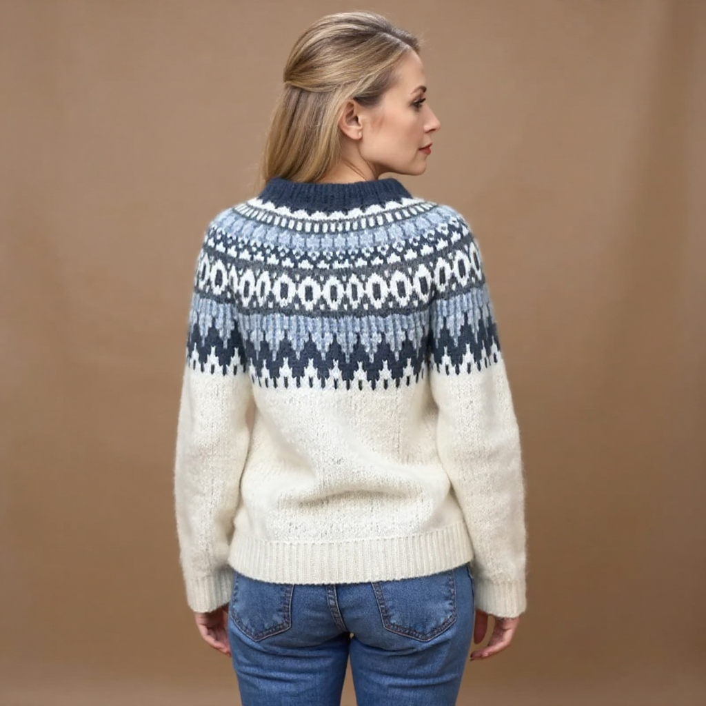 Maecey | Vintage Isländischer Pullover für Damen mit Rundhalsausschnitt