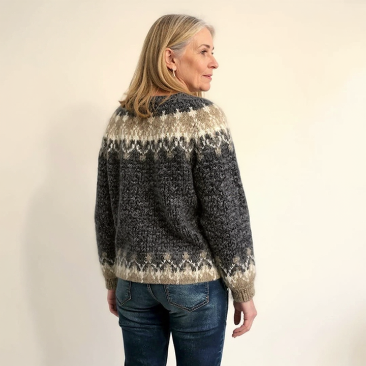 Samantha | Vintage Isländischer Pullover für Damen mit Rundhalsausschnitt