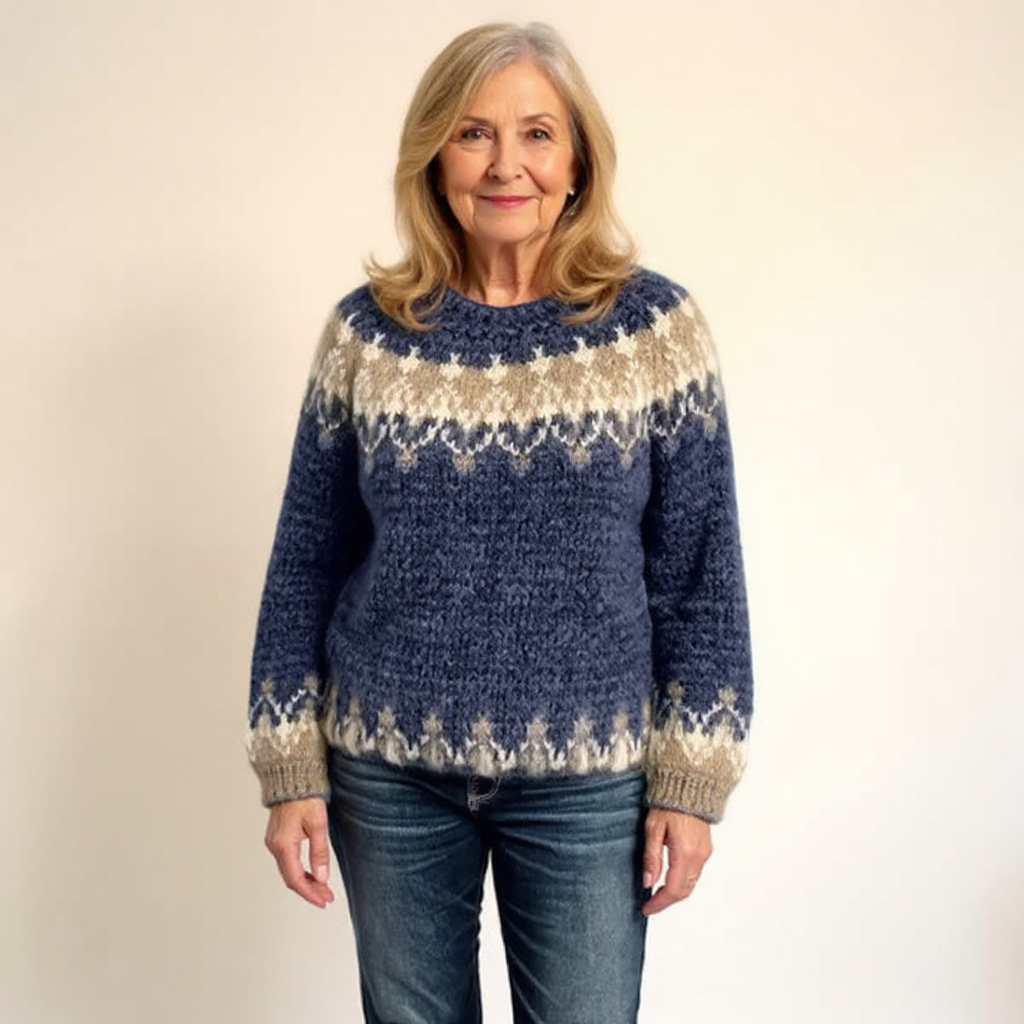 Samantha | Vintage Isländischer Pullover für Damen mit Rundhalsausschnitt