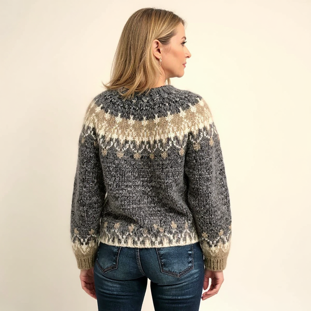 Samantha | Vintage Isländischer Pullover für Damen mit Rundhalsausschnitt