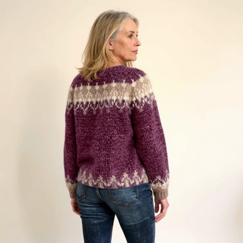 Samantha | Vintage Isländischer Pullover für Damen mit Rundhalsausschnitt