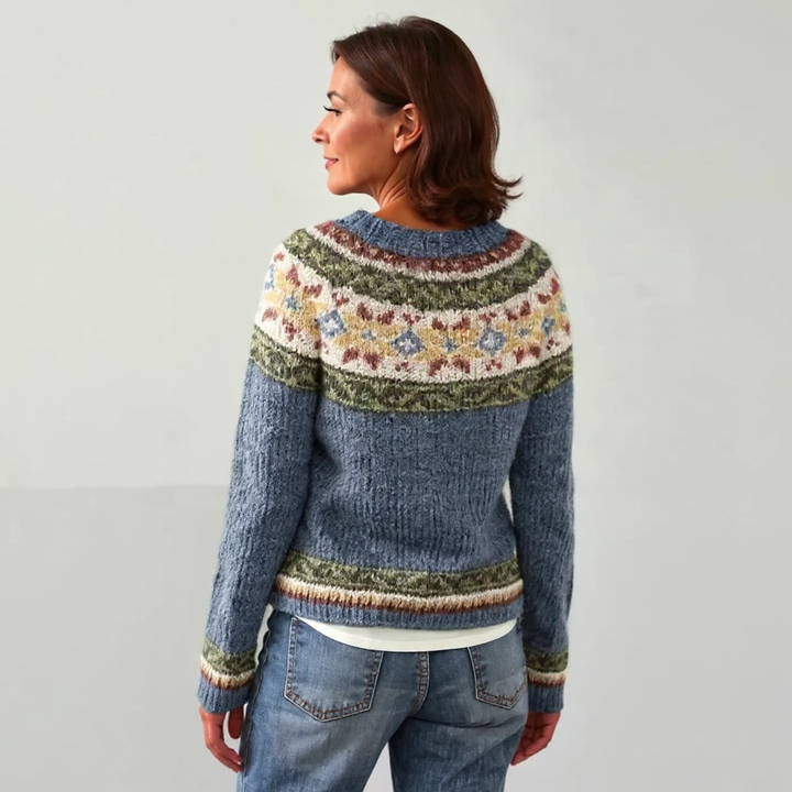 Lucy | Vintage Isländischer Pullover für Damen mit Rundhalsausschnitt