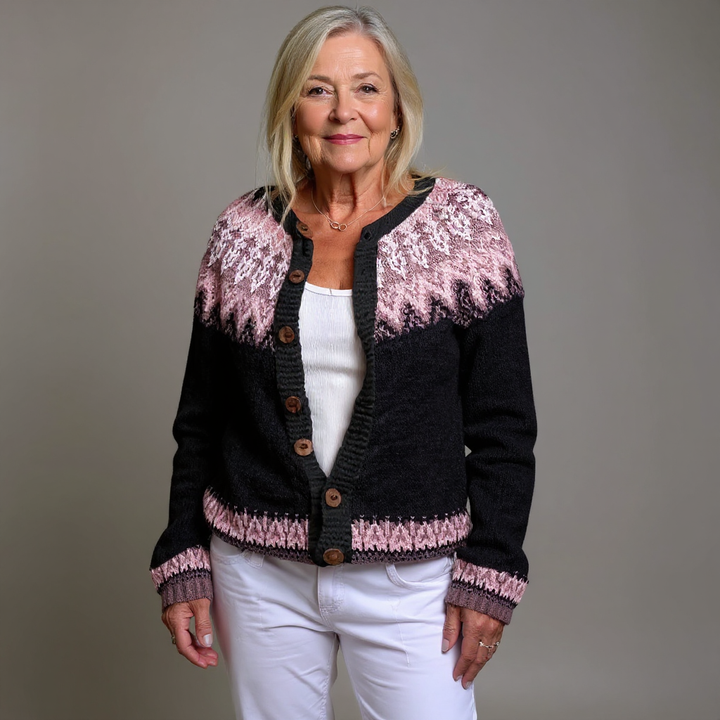 Lydia | Vintage-Isländischer Cardigan für Damen mit Rundhalsausschnitt