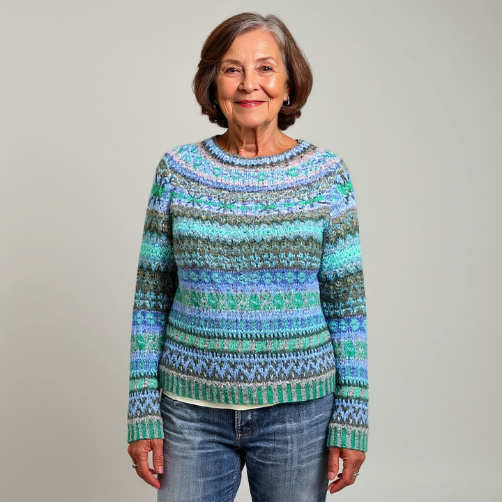 Audrey | Vintage Isländischer Pullover für Damen mit Rundhalsausschnitt