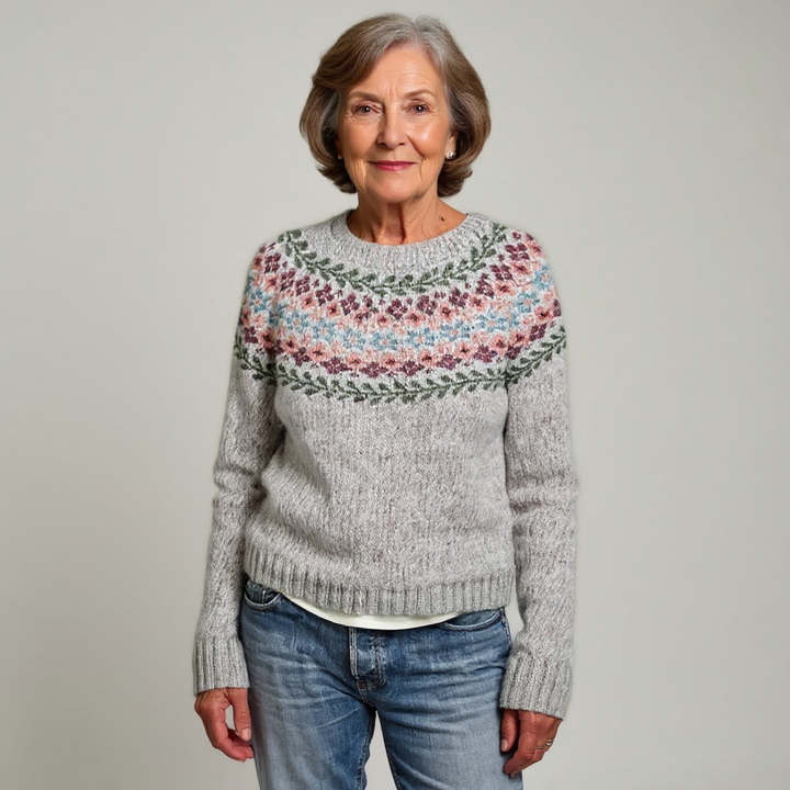 Bridget | Vintage Isländischer Pullover für Damen mit Blumenmuster
