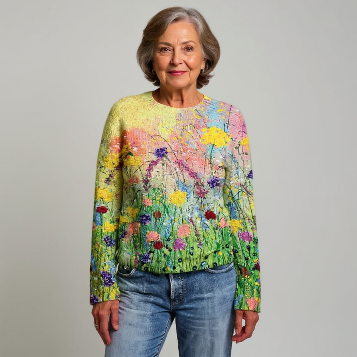 Grace | Vintage Isländischer Pullover für Damen mit Blumenmuster