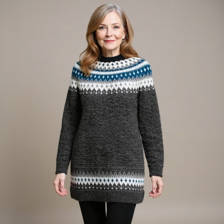 Althea | Vintage Isländischer Pullover für Damen mit Rundhalsausschnitt