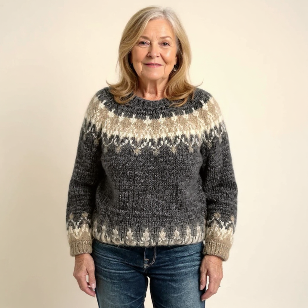 Samantha | Vintage Isländischer Pullover für Damen mit Rundhalsausschnitt