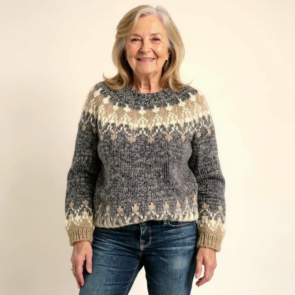 Samantha | Vintage Isländischer Pullover für Damen mit Rundhalsausschnitt
