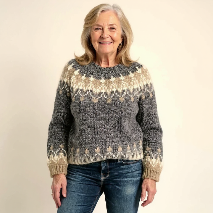 Samantha | Vintage Isländischer Pullover für Damen mit Rundhalsausschnitt