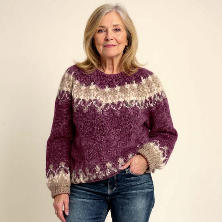 Samantha | Vintage Isländischer Pullover für Damen mit Rundhalsausschnitt