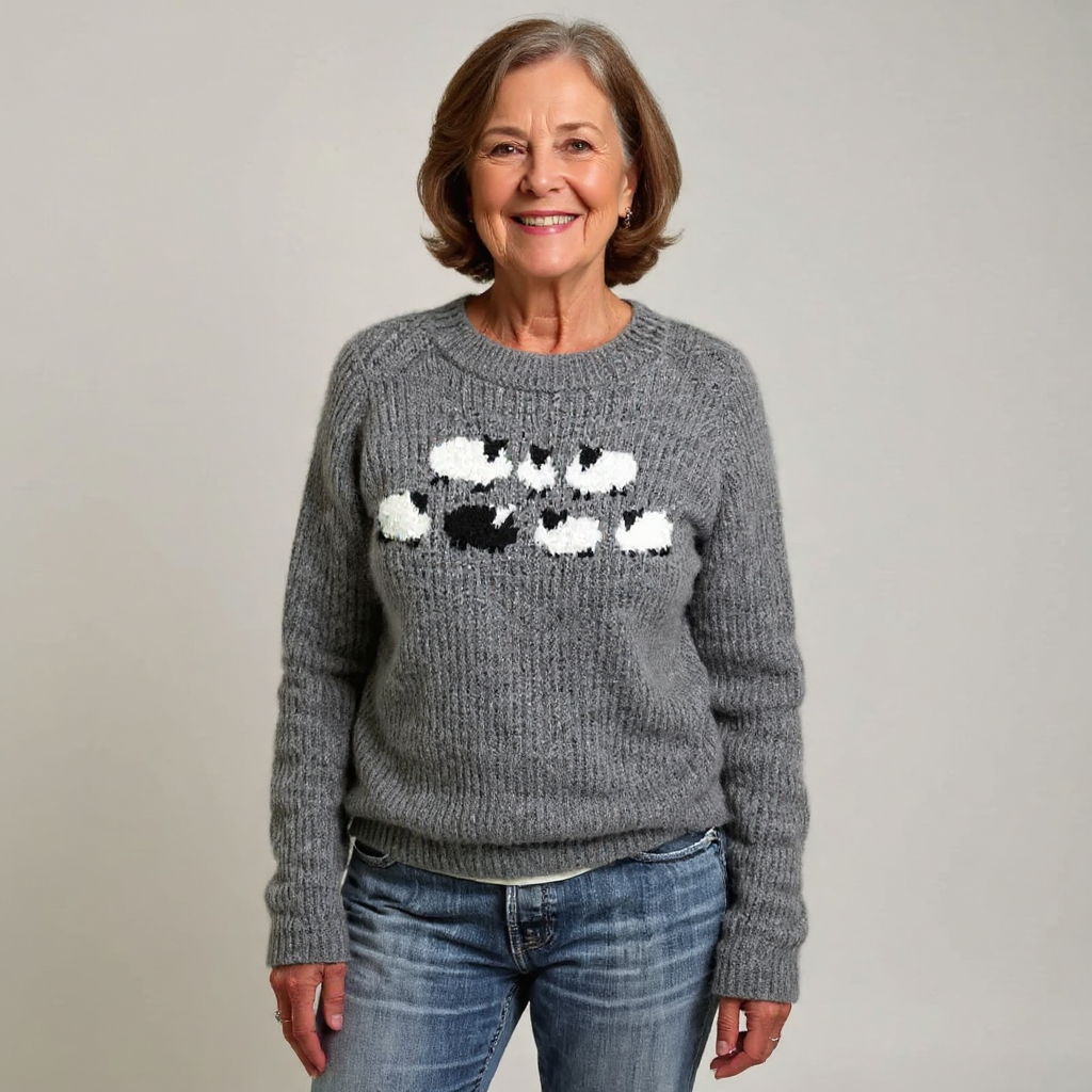 Ellie | Vintage Isländischer Pullover für Damen mit Rundhalsausschnitt