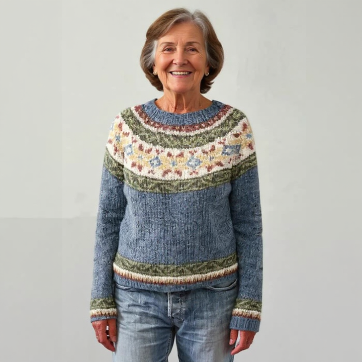 Lucy | Vintage Isländischer Pullover für Damen mit Rundhalsausschnitt
