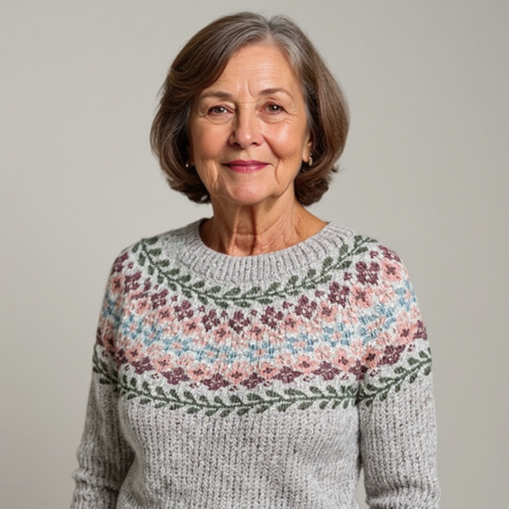 Bridget | Vintage Isländischer Pullover für Damen mit Blumenmuster