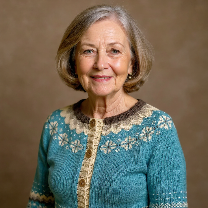 Allaira | Vintage Isländischer Cardigan für Damen mit Rundhalsausschnitt