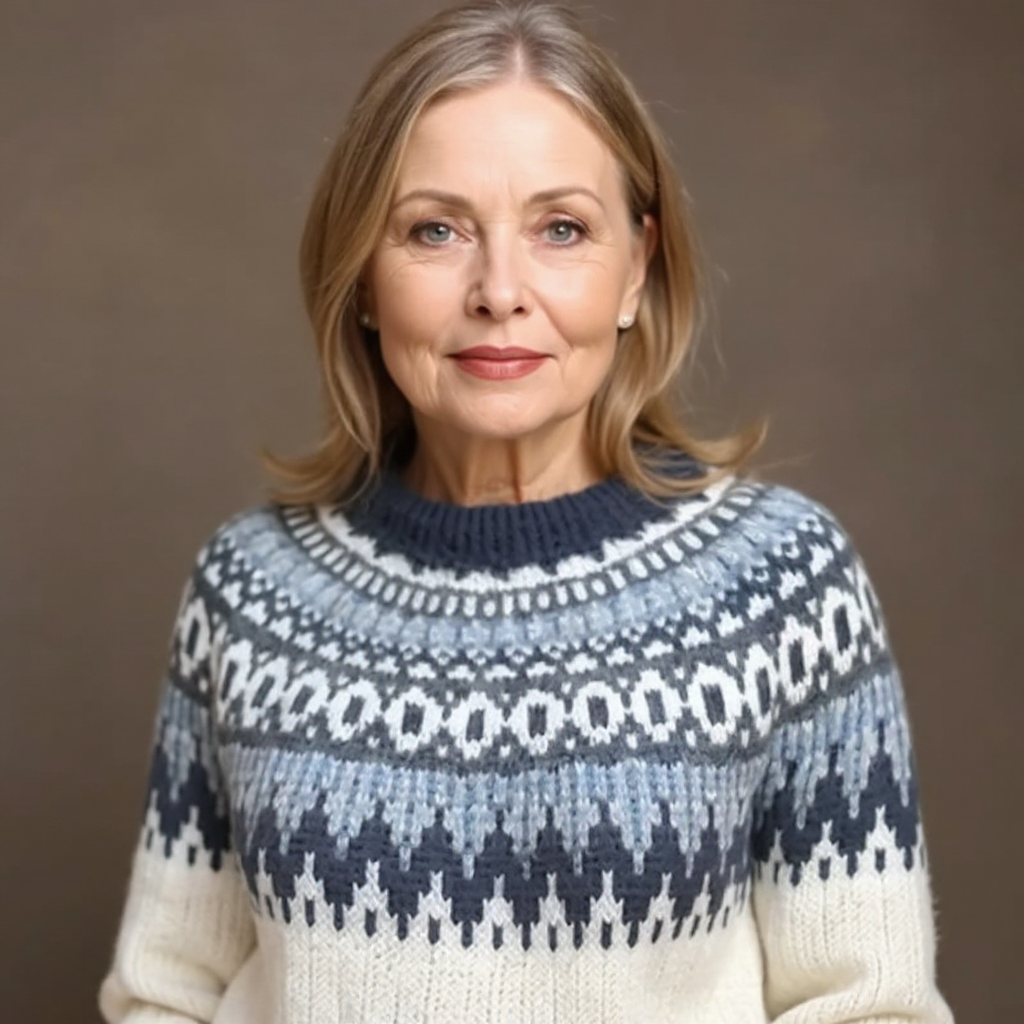 Maecey | Vintage Isländischer Pullover für Damen mit Rundhalsausschnitt
