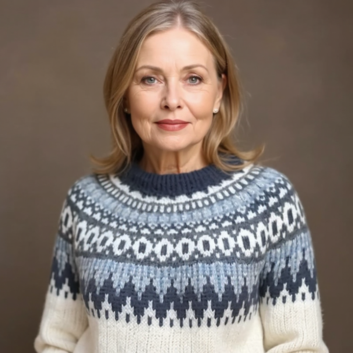 Maecey | Vintage Isländischer Pullover für Damen mit Rundhalsausschnitt