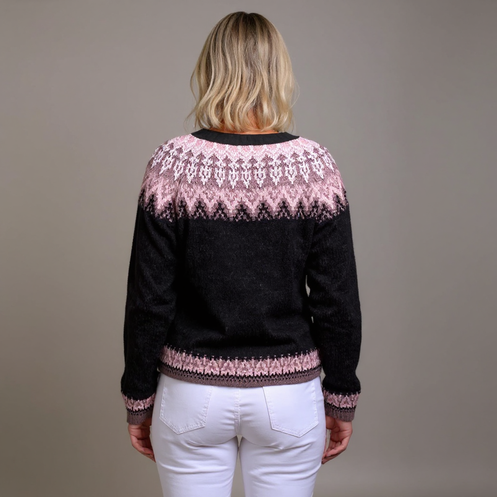 Lydia | Vintage-Isländischer Cardigan für Damen mit Rundhalsausschnitt