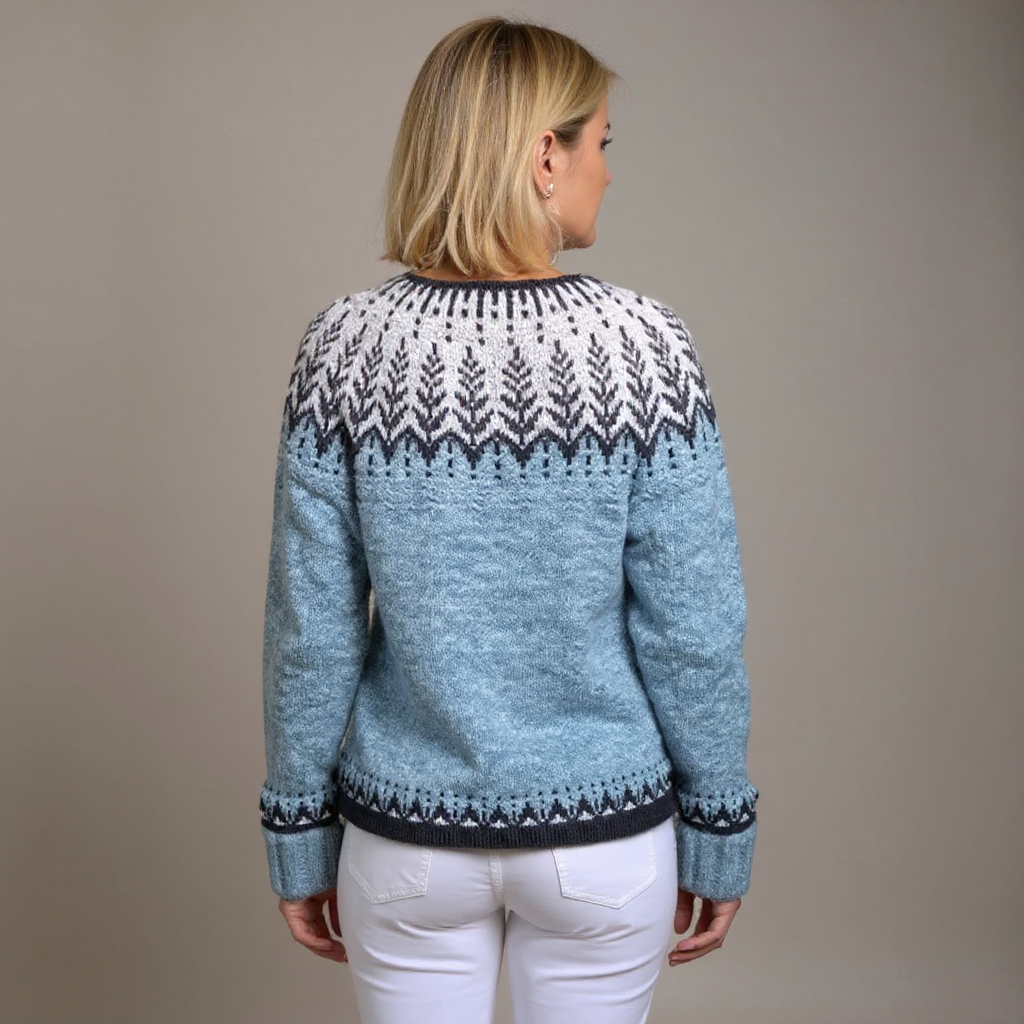 Clara | Vintage Isländischer Cardigan für Damen mit Rundhalsausschnitt
