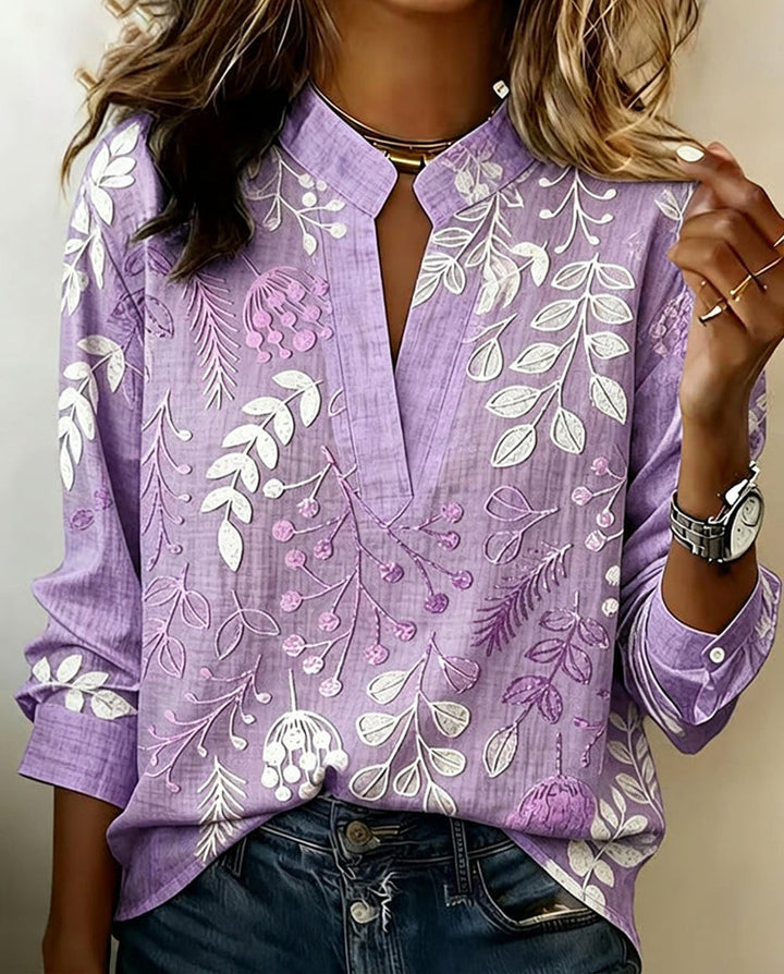 Eleni | Bluse für Damen mit hohem Hals und floralem Druck