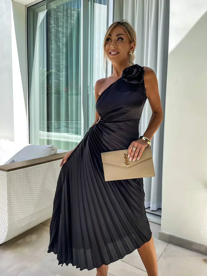 Camila | Romantisches Blumenkleid für Damen mit asymmetrischem Ausschnitt
