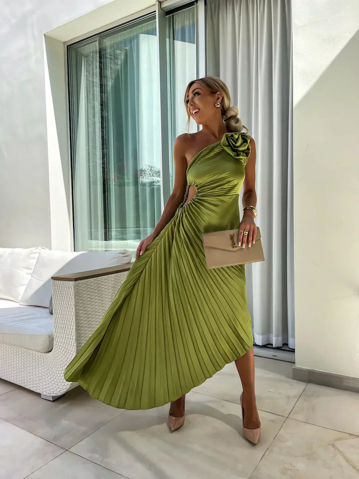 Camila | Romantisches Blumenkleid für Damen mit asymmetrischem Ausschnitt