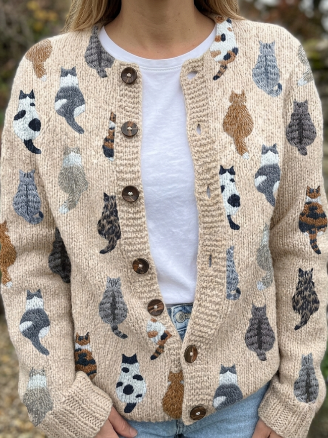 Mila | Damen Strickjacke mit langen Ärmeln und Knöpfen