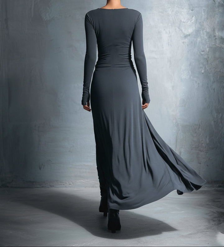 Vittoria ❘ Maxikleid für Damen mit seitlichem Knoten und Rundhalsausschnitt